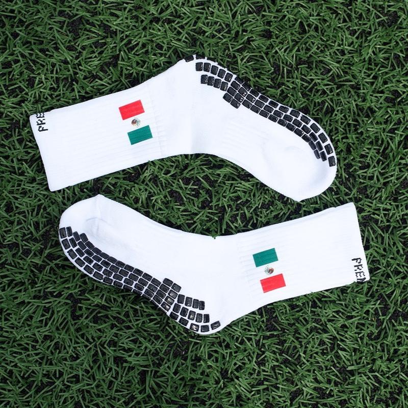 Premier Edge Mexican Flag White Grip Socks