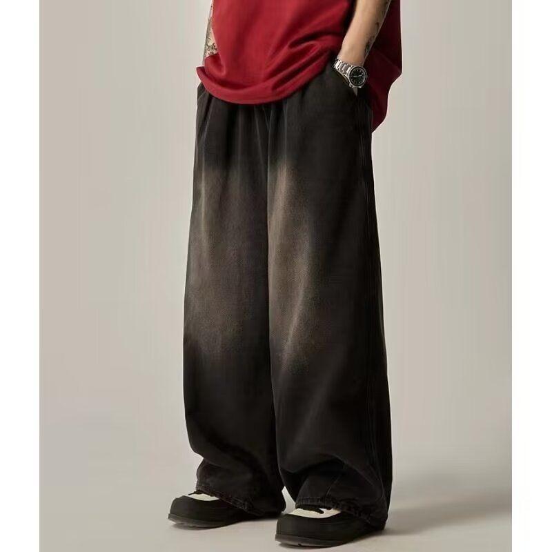 Elastic Waist Oversize New Jeans Male and Female Large Size Loose Street Wide Leg Draping Pants