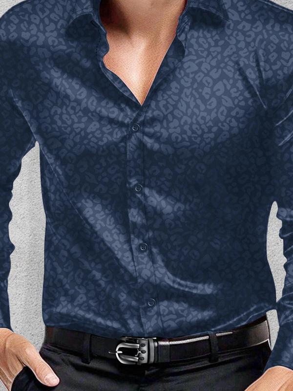 Men's Slim Jacquard Button Front Shirt, Casual Long Sleeve Collar Shirt for All Seasons, Shirts for Men, Mens Shirts, Fashion Men's Clothes for Business Office Daily Wear