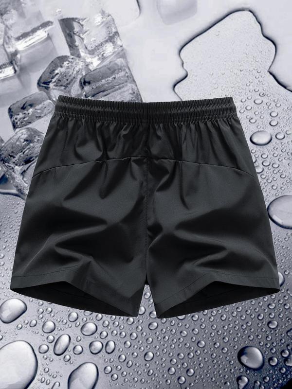 Men's Letter Print Drawstring Waist Shorts, Regular Fit Casual Pocket Zipper Shorts for Summer, Men's Bottoms for Daily Wear