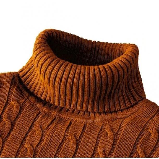 New Men's High Neck Sweater Solid Color Pullover Knitted Warm Casual Turtleneck Sweatwear Woolen Mens Winter Outdoor Tops