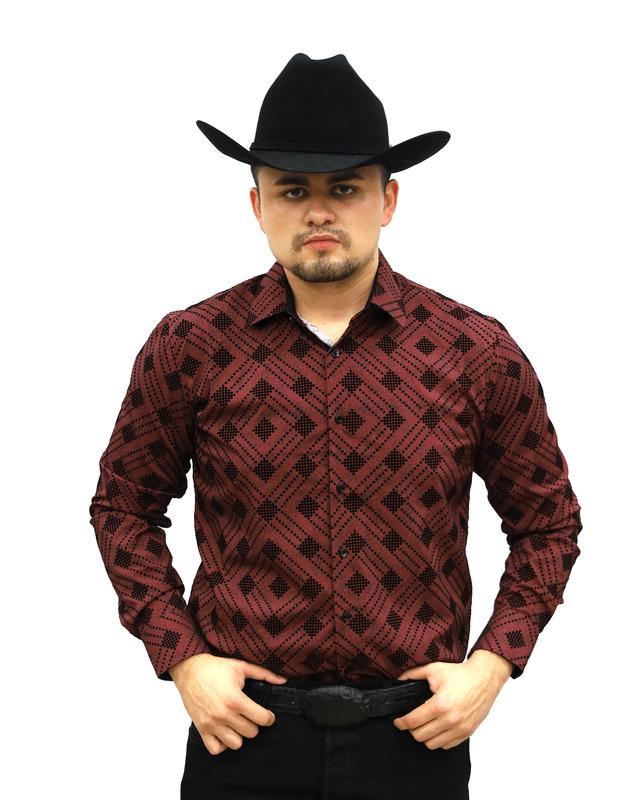 VS100L-FPMSFL-KF-19-6-BURGUNDY - Men's Vaquero Signature Fashion Shirts Menswear