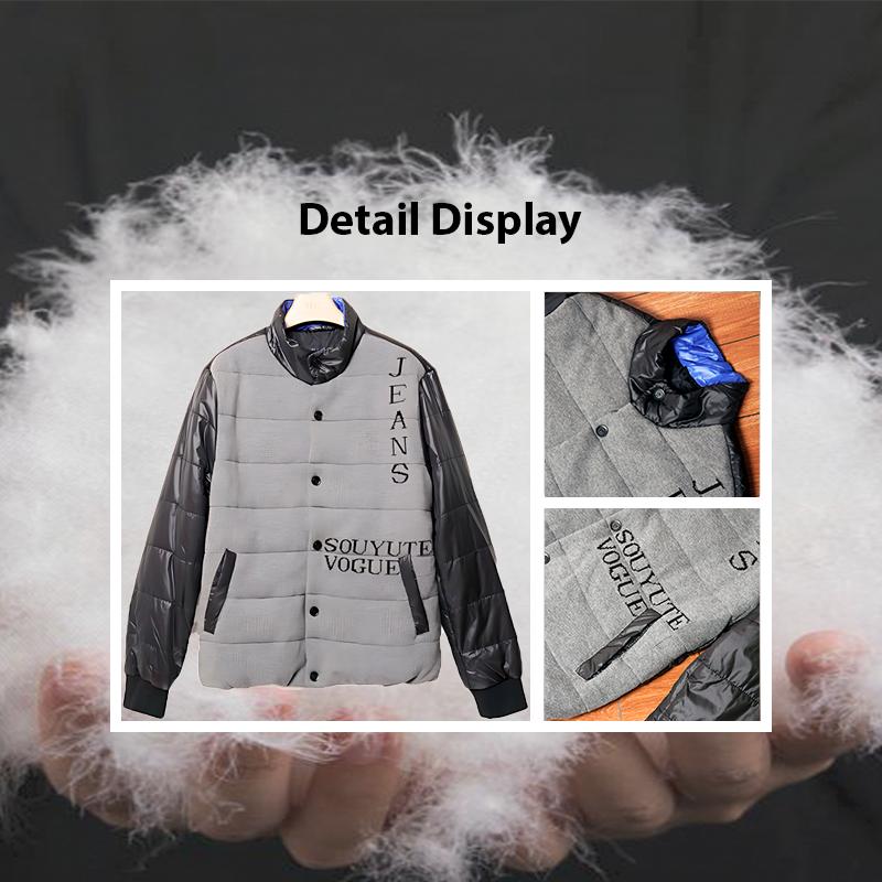 Men's Snap Front Puffer Jacket: Waterproof & Insulated for Winter Outdoors  Luxurious Wool, double material men’s windproof cotton coat. Menswear Tops Casual Long Sleeve