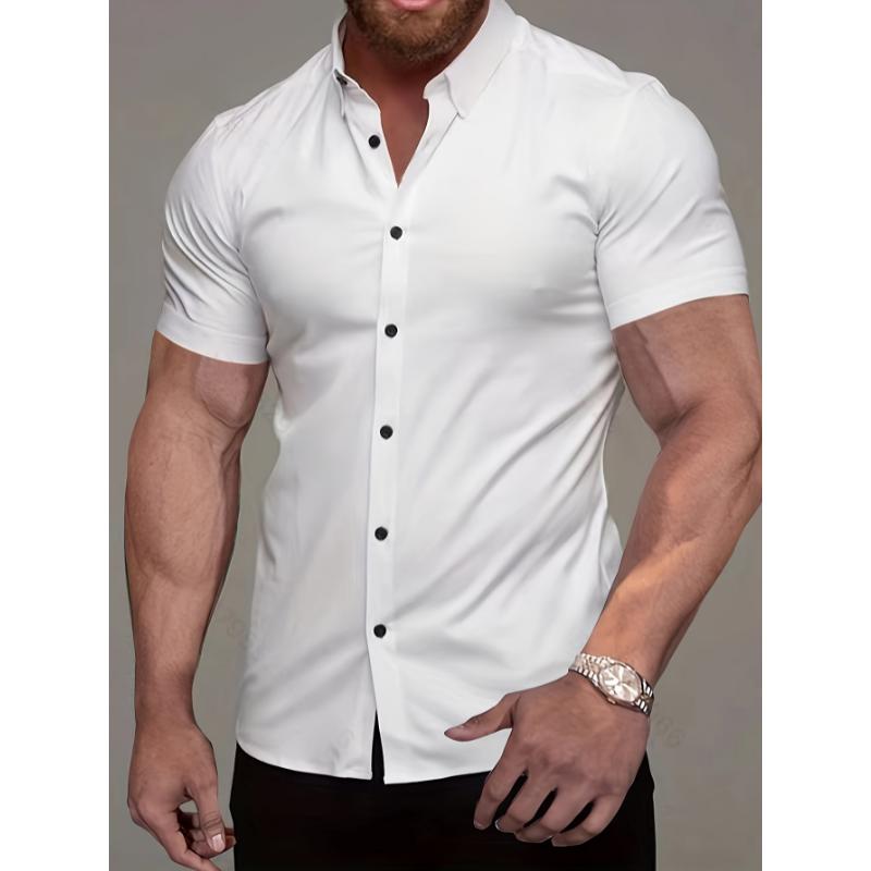 Fashionable Mens Short Sleeve Casual Shirt - Lightweight & Breathable for Summer Vacations, Perfect Resort Wear Tops