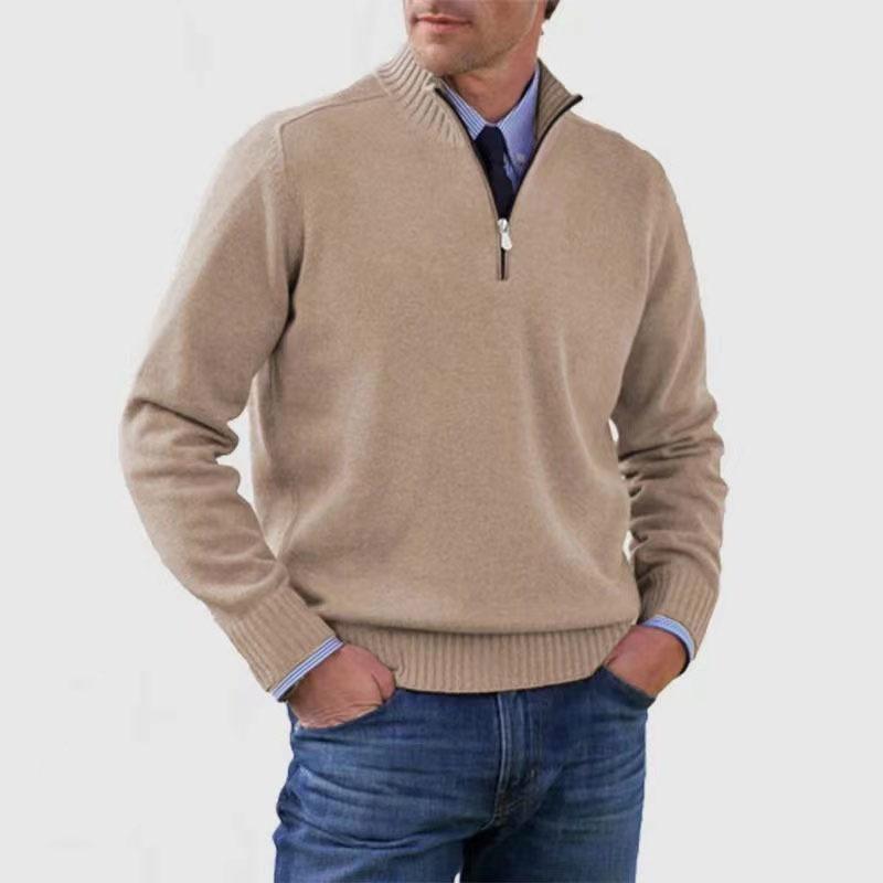 For Autumn and Winter European and American Hot Men's Clothing plus Size Knitwear Zipper Knitted Sweater Thermal Bottoming Shirt Sweater Men's 2024 Christmas