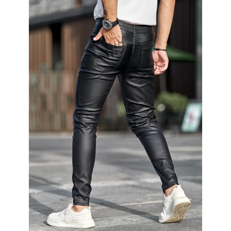 Mens Ultra-Stretch Skinny Jeans - Fashion Chic Street Style with Durable Coated Finish - Ultra-Comfortable Casual Wear