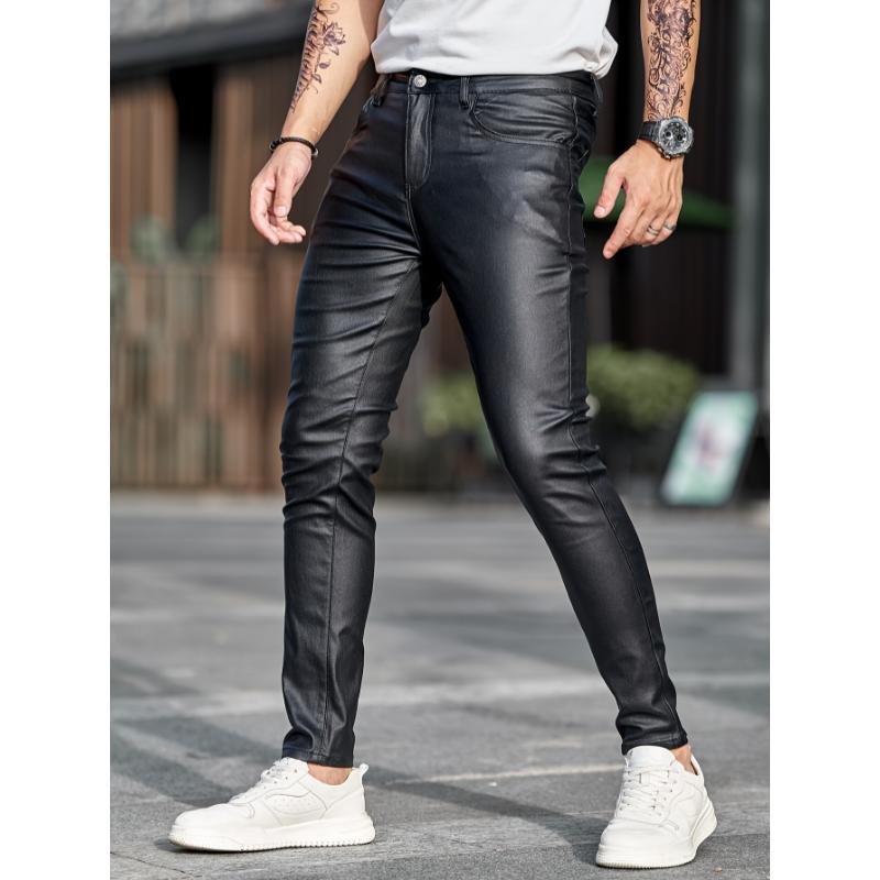 Mens Ultra-Stretch Skinny Jeans - Fashion Chic Street Style with Durable Coated Finish - Ultra-Comfortable Casual Wear