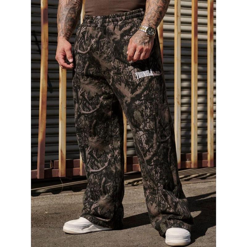 2025 Youngla American Fashion Casual Pants Digital Camouflage Printing Straight-Leg Trousers Sports Fitness Loose Wide Leg Pants