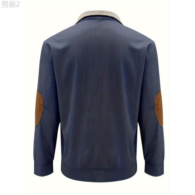 Men's Contrast Color Long Sleeve And Stand Collar Henley Shirt With Patchwork Pieces, Chic And Trendy Tops For Spring And Autumn Outdoors Leisurewear Casual Fabric Casual Fabric Menswear Stretch Menswear Stretch Knife Longsleeves formal shirt