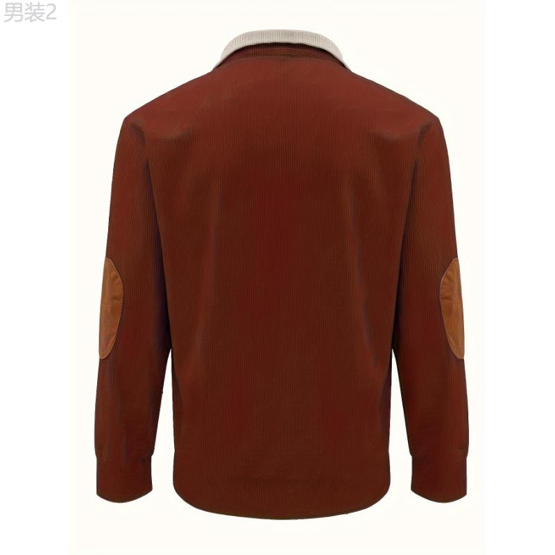 Men's Contrast Color Long Sleeve And Stand Collar Henley Shirt With Patchwork Pieces, Chic And Trendy Tops For Spring And Autumn Outdoors Leisurewear Casual Fabric Casual Fabric Menswear Stretch Menswear Stretch Knife Longsleeves formal shirt