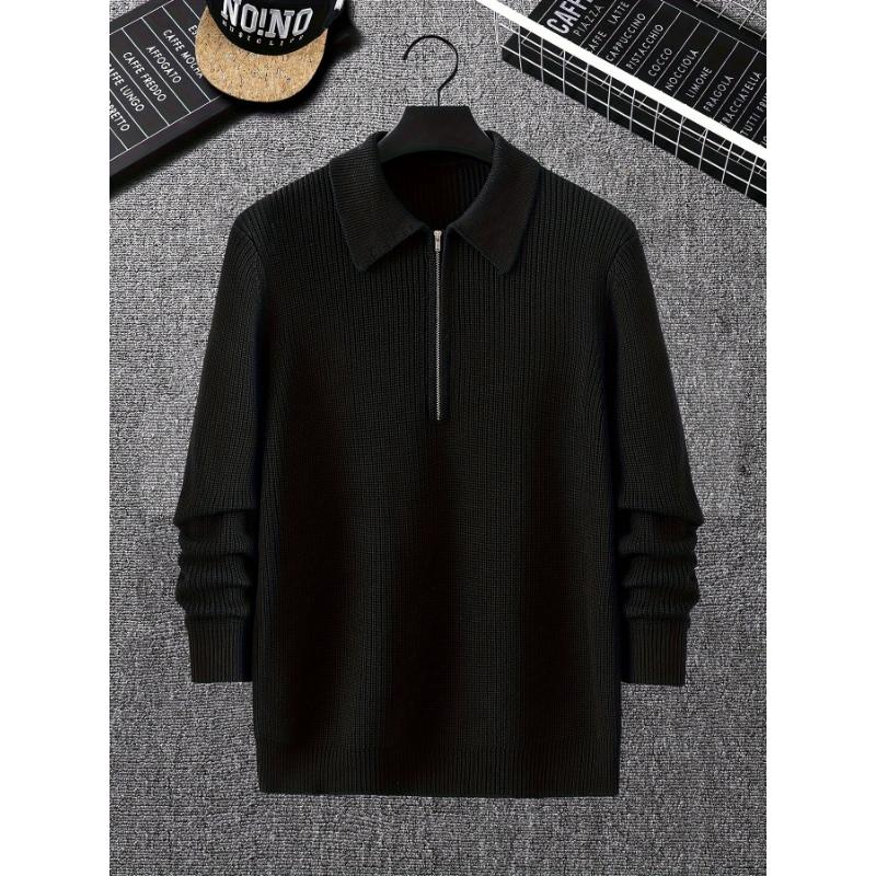 Stylish Autumn Winter Knit Sweater - Pullovers for Men with Lapel Collar, Half Zip, Long Sleeve, Chic and Trendy Design for Daily Outerwear and Casual Wear