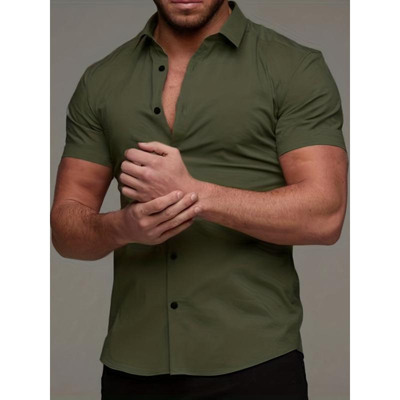 Fashionable Mens Short Sleeve Casual Shirt - Lightweight & Breathable for Summer Vacations, Perfect Resort Wear Tops