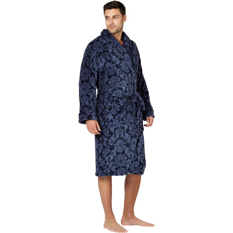 Intimo Mens Paisley Corel Robe, Navy, One Size