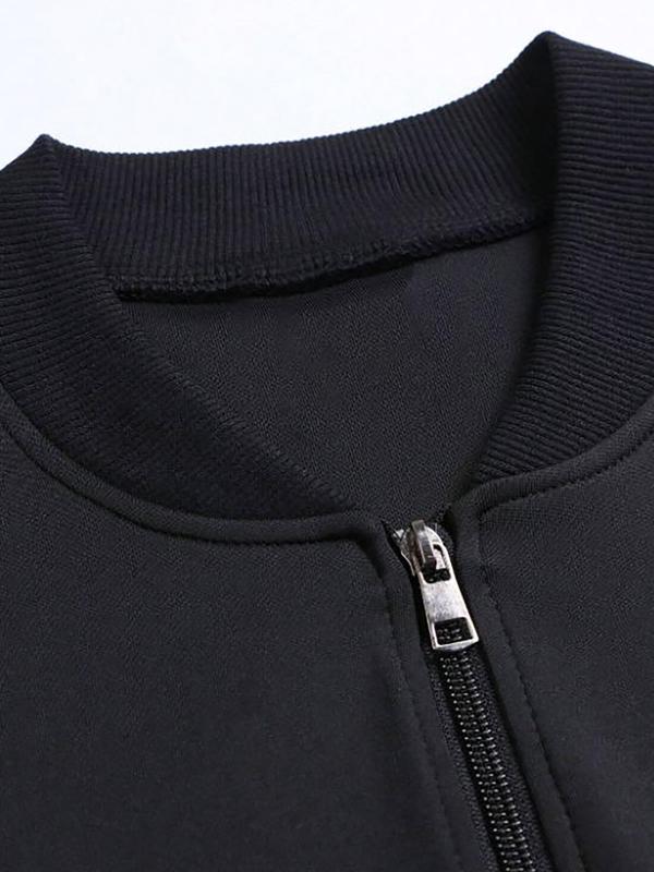 Men's Regular Fit Letter & Bull Head Print Pocket Zip Up Bomber Jacket, Casual Comfy Long Sleeve Mock Neck Outerwear for Spring & Fall, Fashion Men's Clothes for Daily Wear