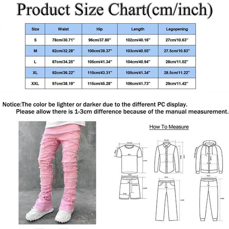 Men's Stacked Jeans Slim Fit Ripped Jeans Y2K Harajuku Hip Hop Trouser Women's Tight fit jeans fashion christmas Denim christmas gift ideas