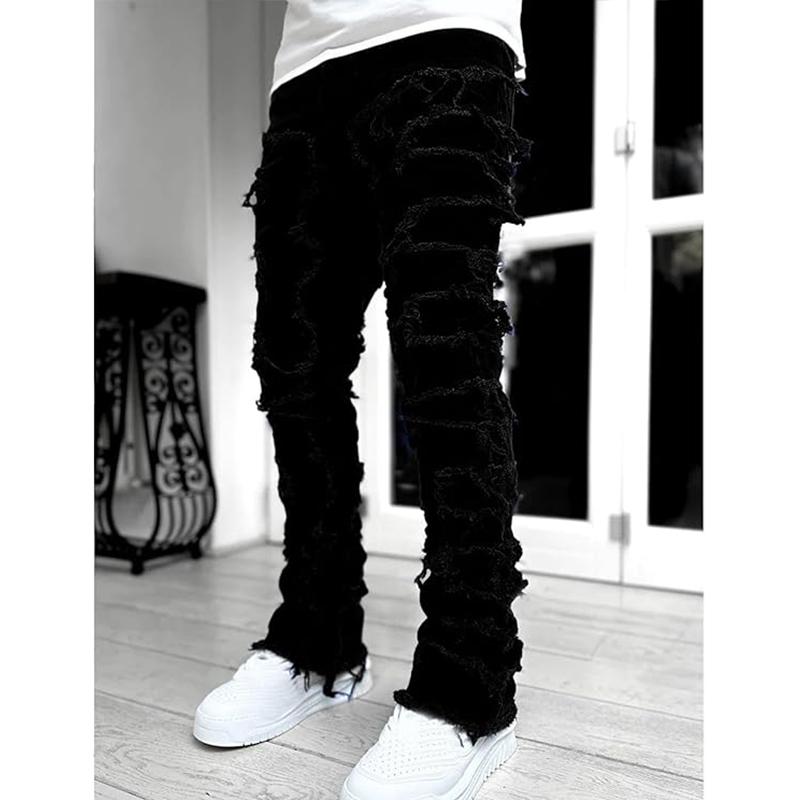 Men's Stacked Jeans Slim Fit Ripped Jeans Y2K Harajuku Hip Hop Trouser Women's Tight fit jeans fashion christmas Denim christmas gift ideas