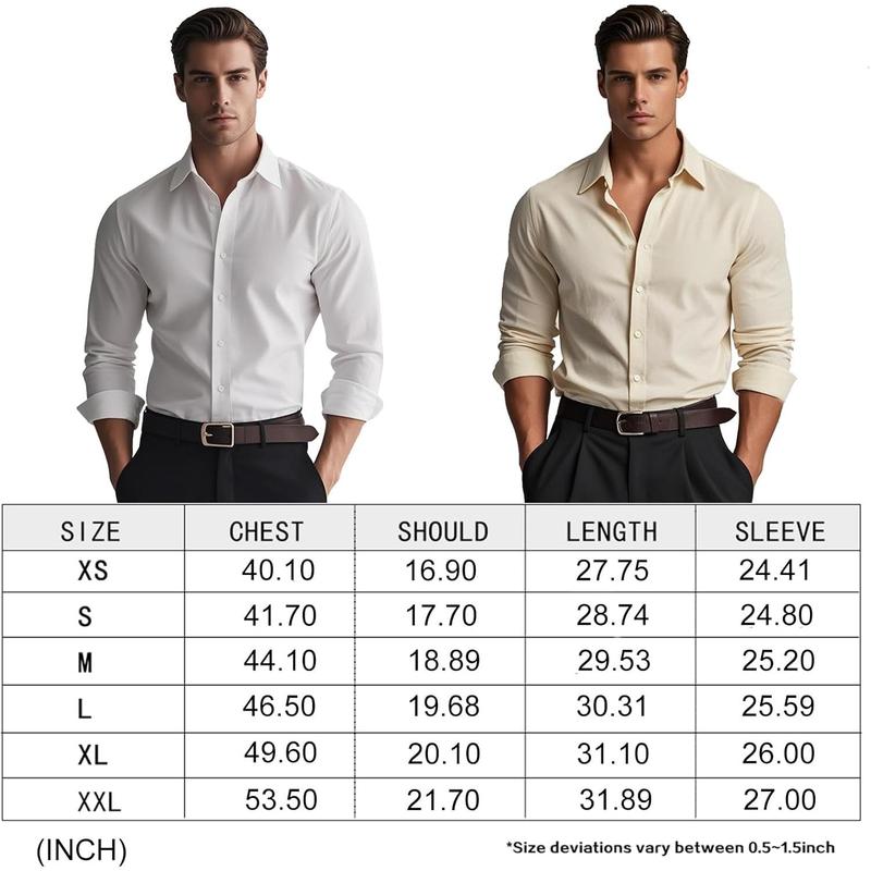 Mens Stretch Slim Fit Dress Shirts Lightweight Soft Long Sleeve Casual Button Down Shirts