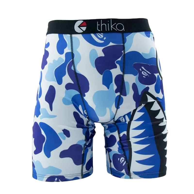 3 Packs of ETHIKA shark print briefs, fashionable printed boxer briefs, summer breathable and comfortable large size boxer briefs, quick-drying stretch sports fitness boxer briefs Menswear