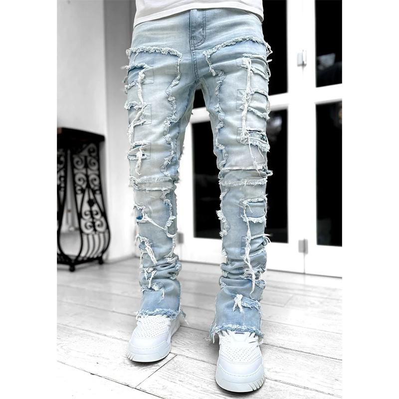 Men's Stacked Jeans Slim Fit Ripped Jeans Y2K Harajuku Hip Hop Trouser Women's Tight fit jeans fashion christmas Denim christmas gift ideas