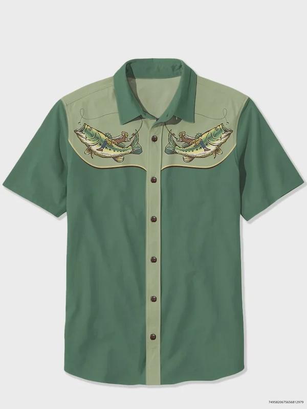 Western Cowboy Fishing Casual Button Shirt