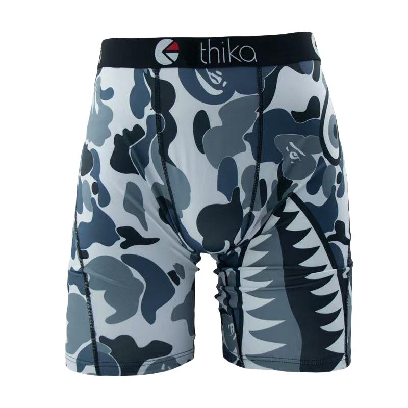 3 Packs of ETHIKA shark print briefs, fashionable printed boxer briefs, summer breathable and comfortable large size boxer briefs, quick-drying stretch sports fitness boxer briefs Menswear