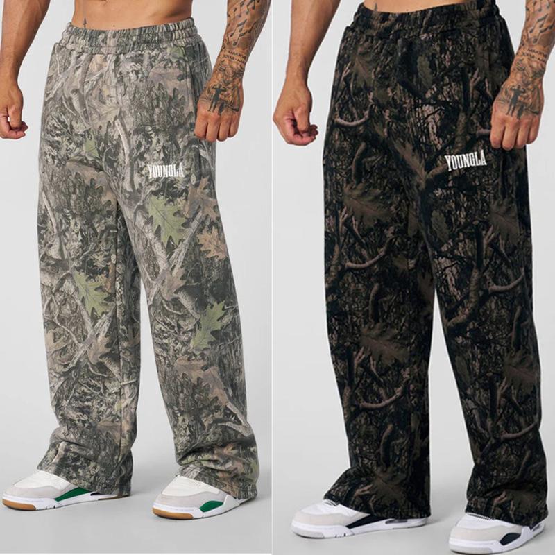 YOUNGLA new elastic straight casual sports fitness pants men's camouflage breathable sports trousers