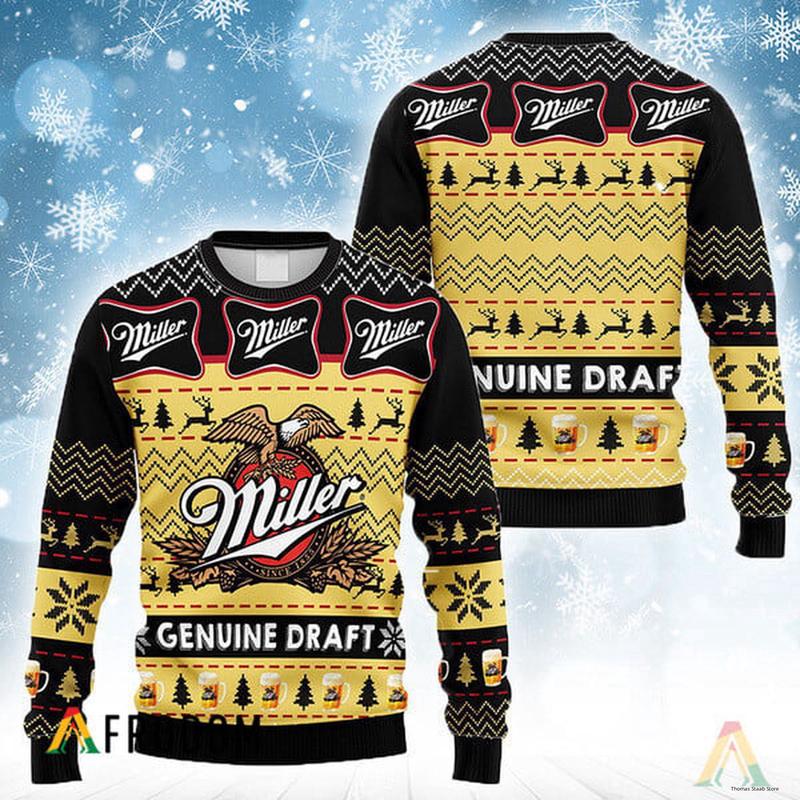 Miller Genuine Draft Christmas Ugly Sweater Menswear Tops Sweaters Big Unisex Classic Fabric