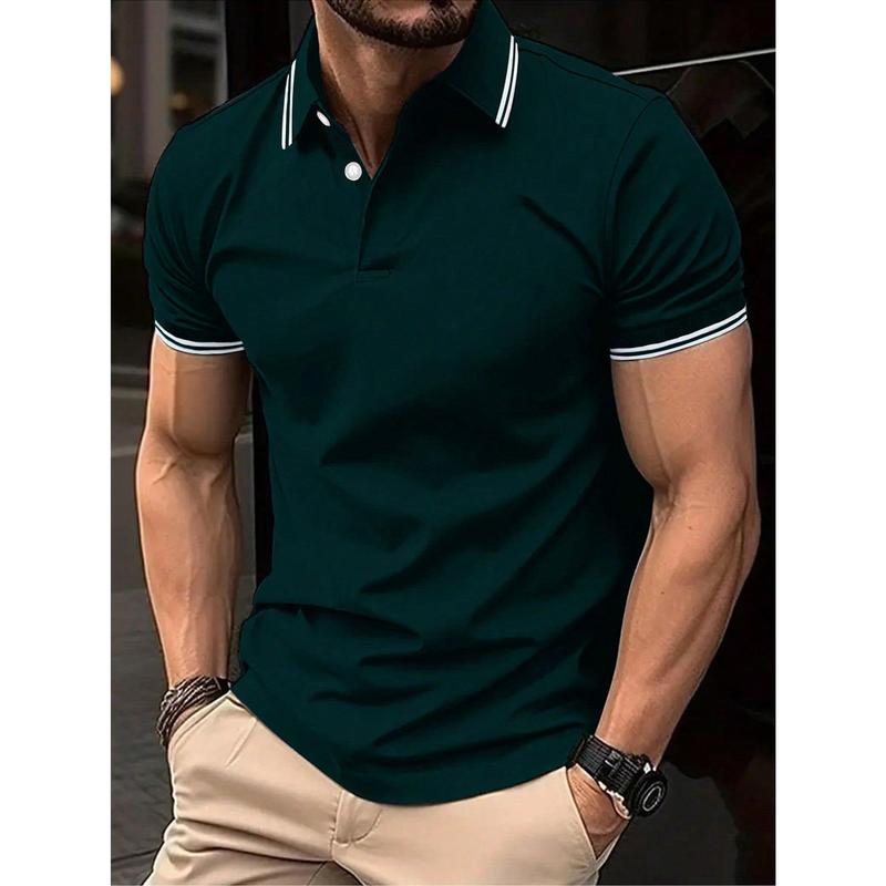 Men's Plus Size Striped Short Sleeve Casual Polo Shirt For Summer And Commuting Menswear Top