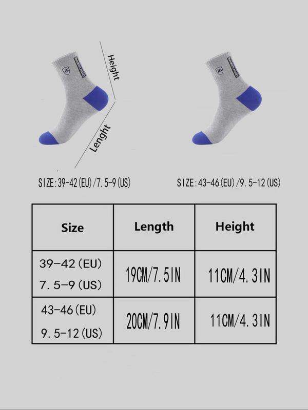 Men's  Letter Patchwork Graphic Crew Socks, Casual Moisture Wicking Socks, Soft Comfy Breathable Socks for All Seasons Daily Wear