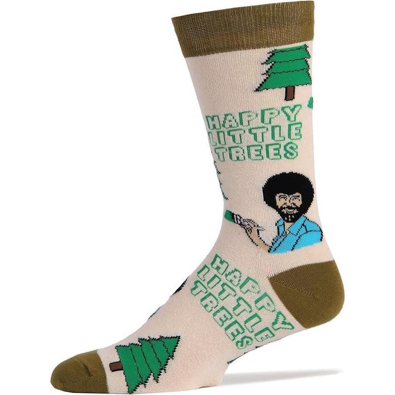 Men's Bob Ross Novelty Crew Socks, Funny Socks Crazy Socks, Fun Casual Dress Cotton Socks