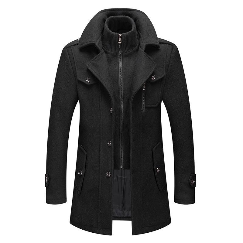 Men's Business Woolen Coat Woolen Coat Fashion Double Collar Woolen Men's Coat Woolen Coat Men's