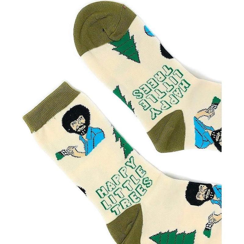 Men's Bob Ross Novelty Crew Socks, Funny Socks Crazy Socks, Fun Casual Dress Cotton Socks