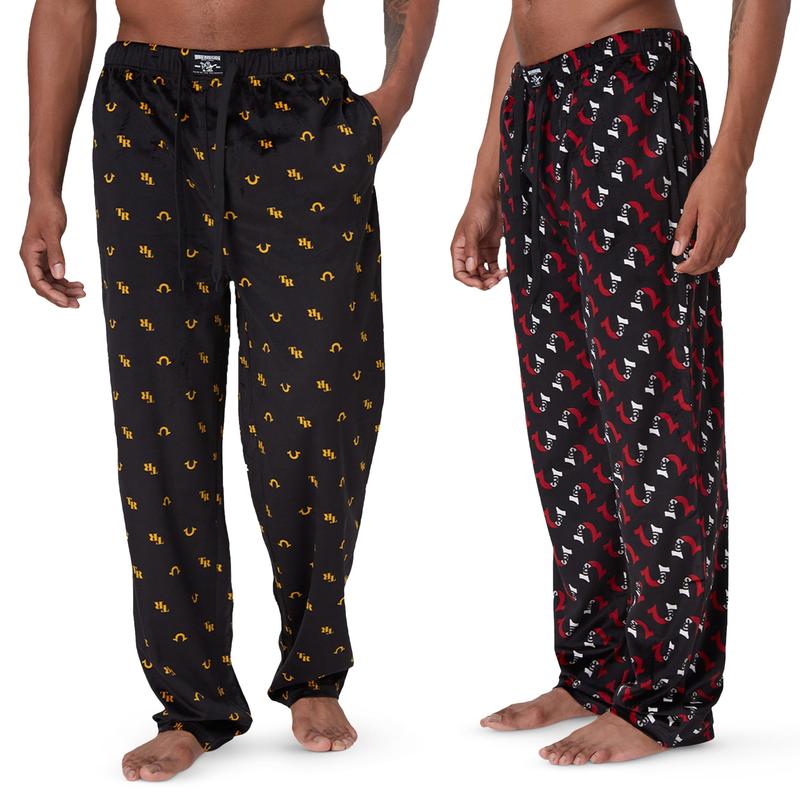 True Religion 2 Pack Fleece Pajama Pants for Men, PJ Pants Men’s Sleepwear