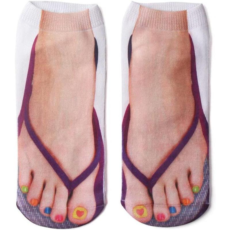 3 Pairs Flip Flop Socks Women Funny Slipper Socks Men Novelty Crazy Socks Gifts 6-10