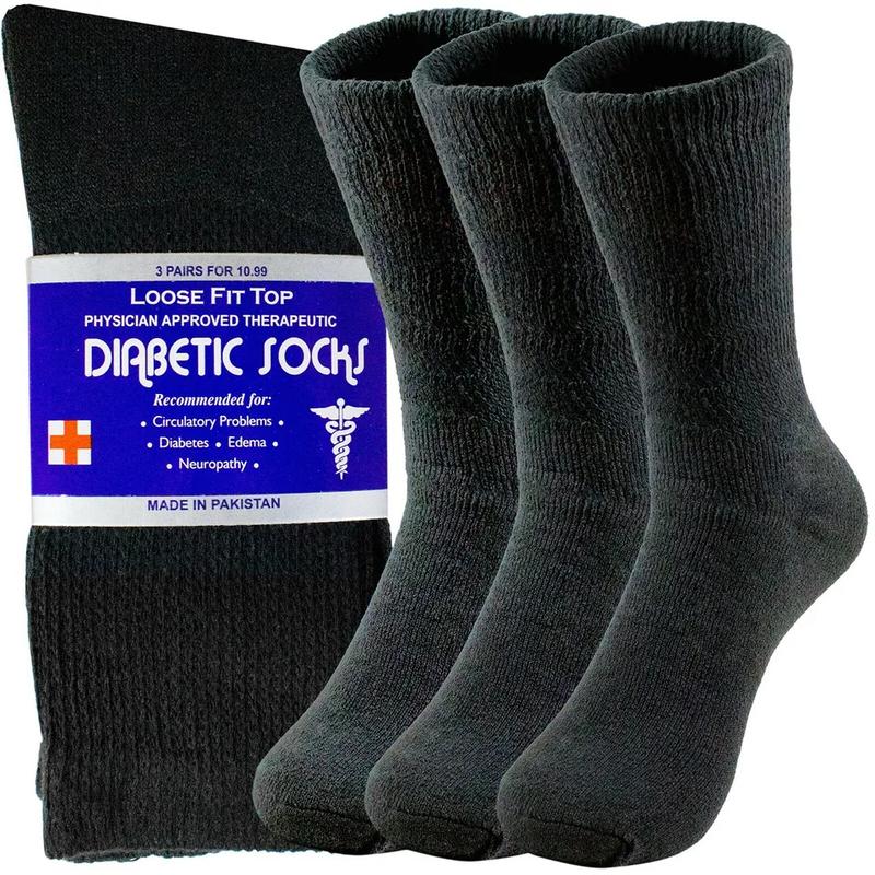 Circulatory Diabetic Cotton Crew Socks 3 Pairs for Men and Women - Womenswear, Comfort