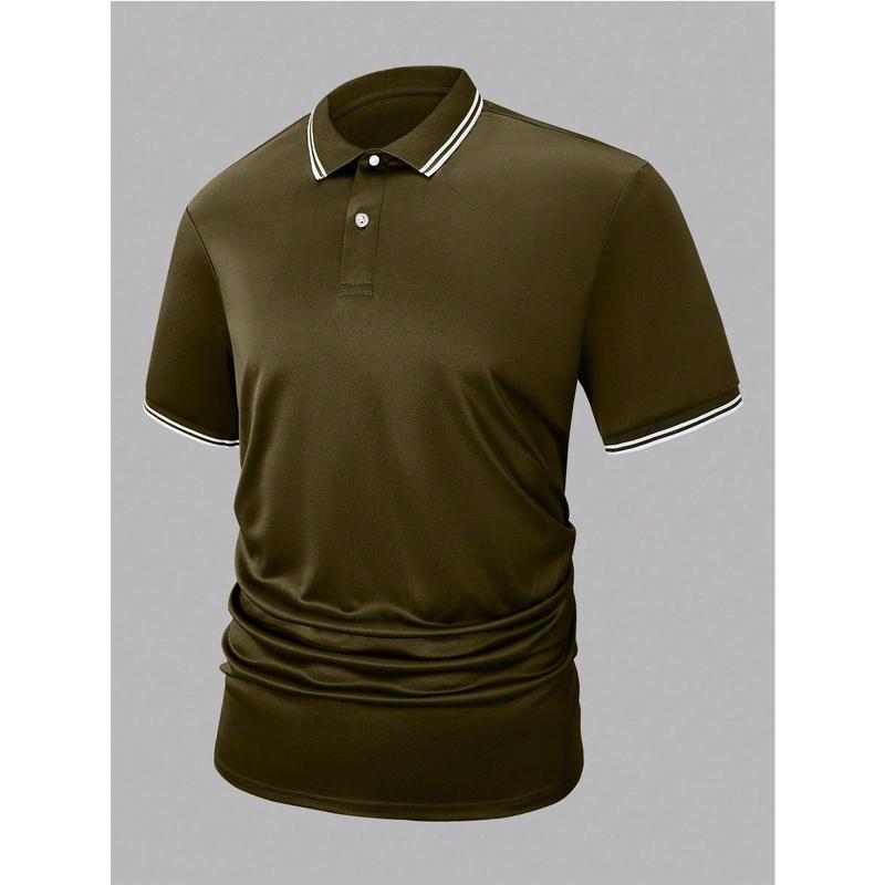 Men's Plus Size Striped Short Sleeve Casual Polo Shirt For Summer And Commuting Menswear Top