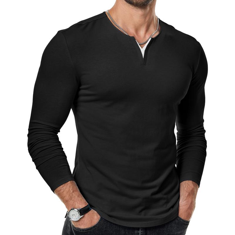 JMIERR Mens Casual Muscle Slim Fitted  Long Sleeve V-Neck Longline Soft  Fabric T-Shirt ,Gym Workout Athletic Menswear Tops,Men's Stylish Clothing for Daily Wear,Fall Fashion Outfits 2024