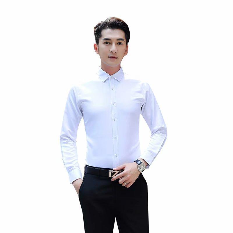 White Shirt Men's Long Sleeve Slim-Fitting Iron-Free Color Professional Business Suit Working Wear White Men's Suit Shirt 2024 Christmas