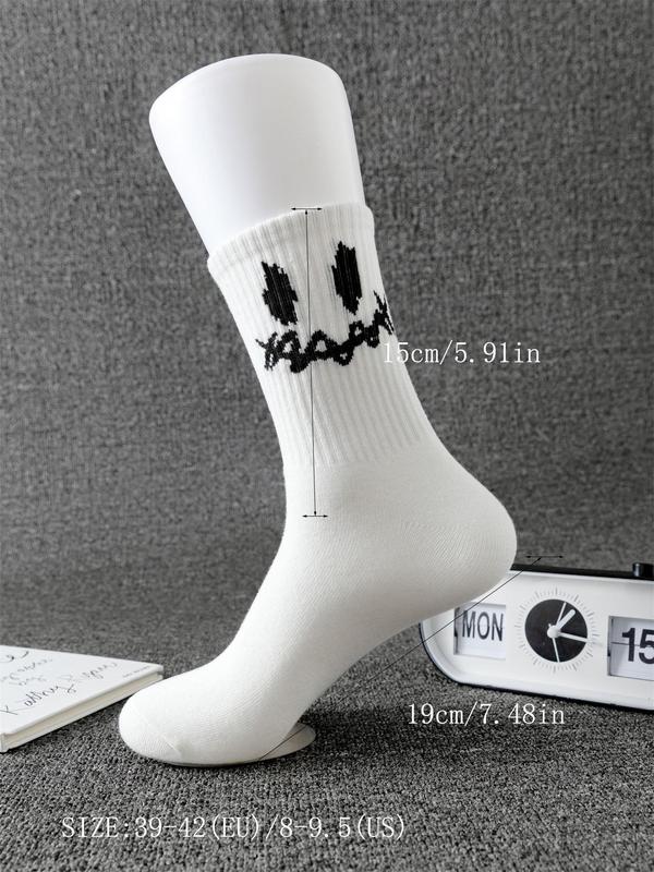 Men's Cartoon Graphic Print Crew Socks, Casual Soft Comfy Breathable Socks for All Seasons Daily Wear, Mens Socks