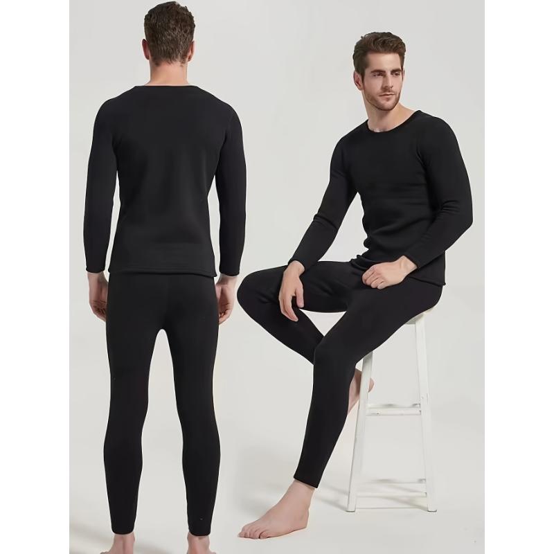 Men's Winter Thermal Underwear Set - Ultra-thick Fleece, Warm And Comfortable Long-sleeved Tops Pants For Middle-aged Elderly People