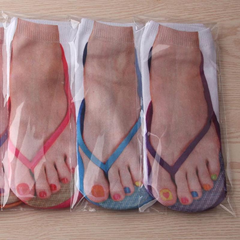 3 Pairs Flip Flop Socks Women Funny Slipper Socks Men Novelty Crazy Socks Gifts 6-10