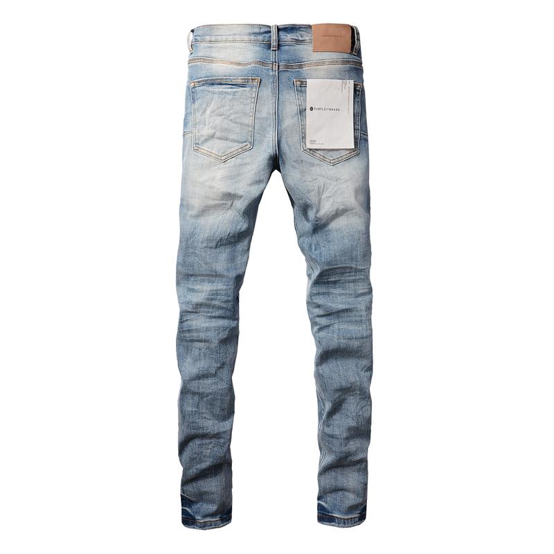 Purple brand Men's Jeans Casual Comfort Holes Fashionable Straight Skinny Slim Fit Jeans, Ripped Stretch Jeans Denim Pants