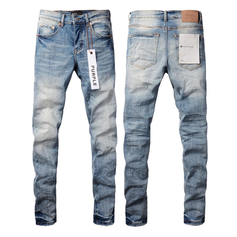 Purple brand Men's Jeans Casual Comfort Holes Fashionable Straight Skinny Slim Fit Jeans, Ripped Stretch Jeans Denim Pants