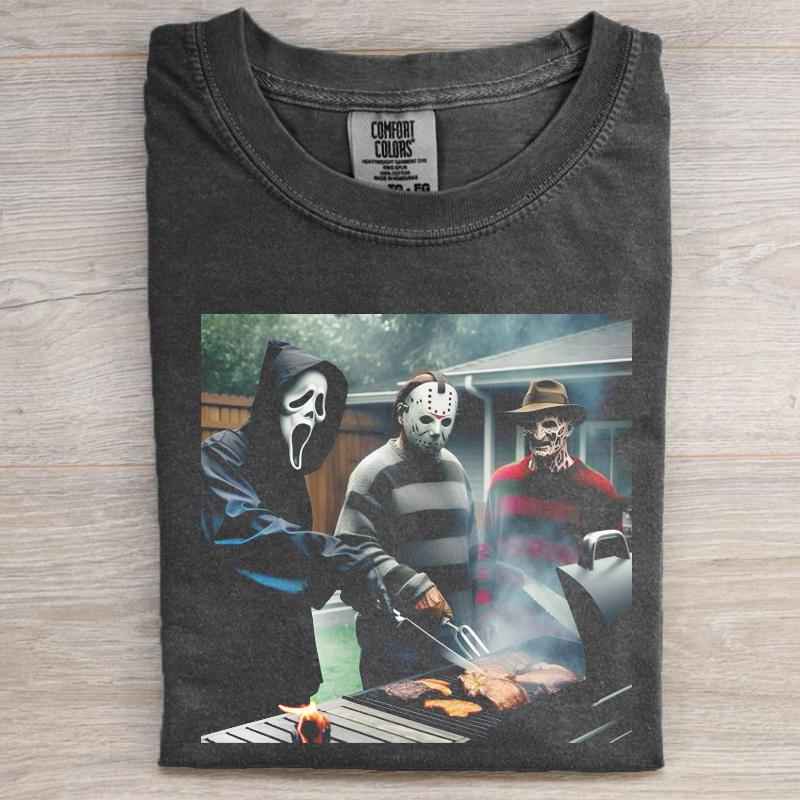 Retro Funny Ghost Face Micheal Myerrrs crossover episodes T-shirt, Funny Adult Halloween Tee Shirt, Halloween Apparel 2024 Menswear Top