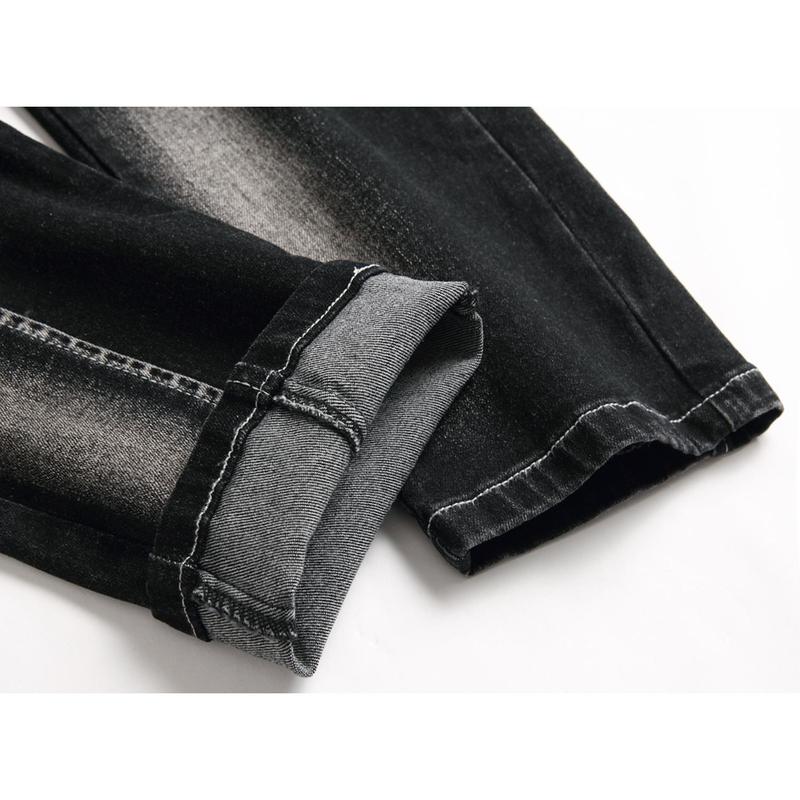 Men's Biker Slim Fit Straight Leg Elastic Washed Motorcycle Designer Jeans Menswear Denim Streetwear Moto Fashion Retro Vintage Black Pants Trouser