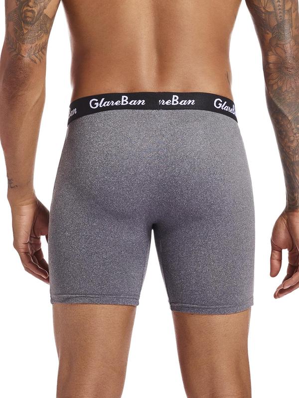 Men's Letter Print Boxer Brief, Breathable Comfy Soft Underwear for Daily Wear, Underwear for Men, Men Underwear for All Seasons, Mens Underwear