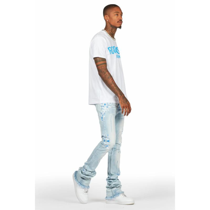 Baraz Blue Painter Super Stacked Flare Jean