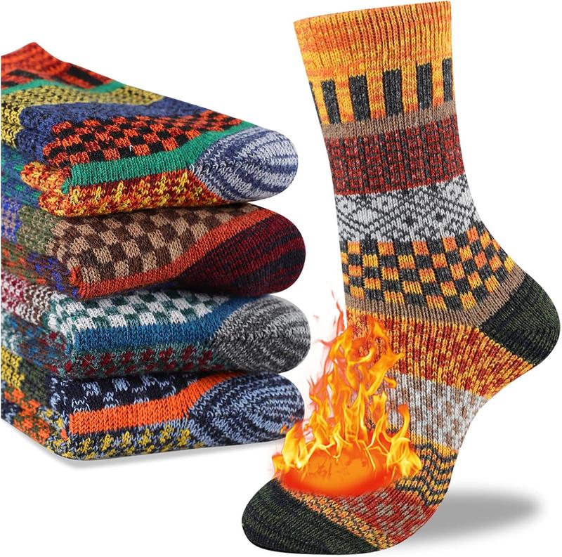 Mens Thick  Socks Thermal Warm Winter Crew Socks 5 Pairs Multicolors