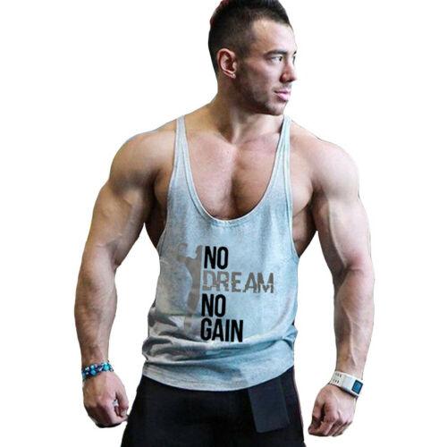 Men's Letter Printed Casual Sports Vest Gym Muscle Sleeveless Basic Workout Tank Tops