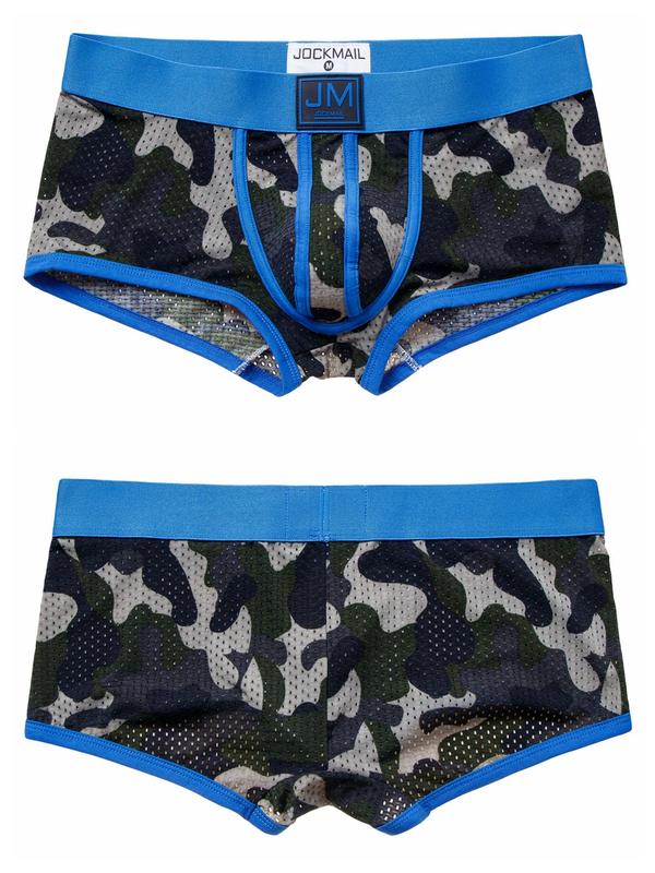 Men's Camo Print Contrast Binding Boxer Brief, Breathable Comfy Underwear for Daily Wear, Casual Men's Underwear for All Seasons, Boyfriend Gifts